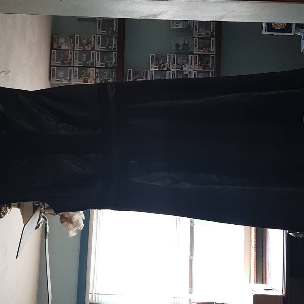 Black dress with leather panels